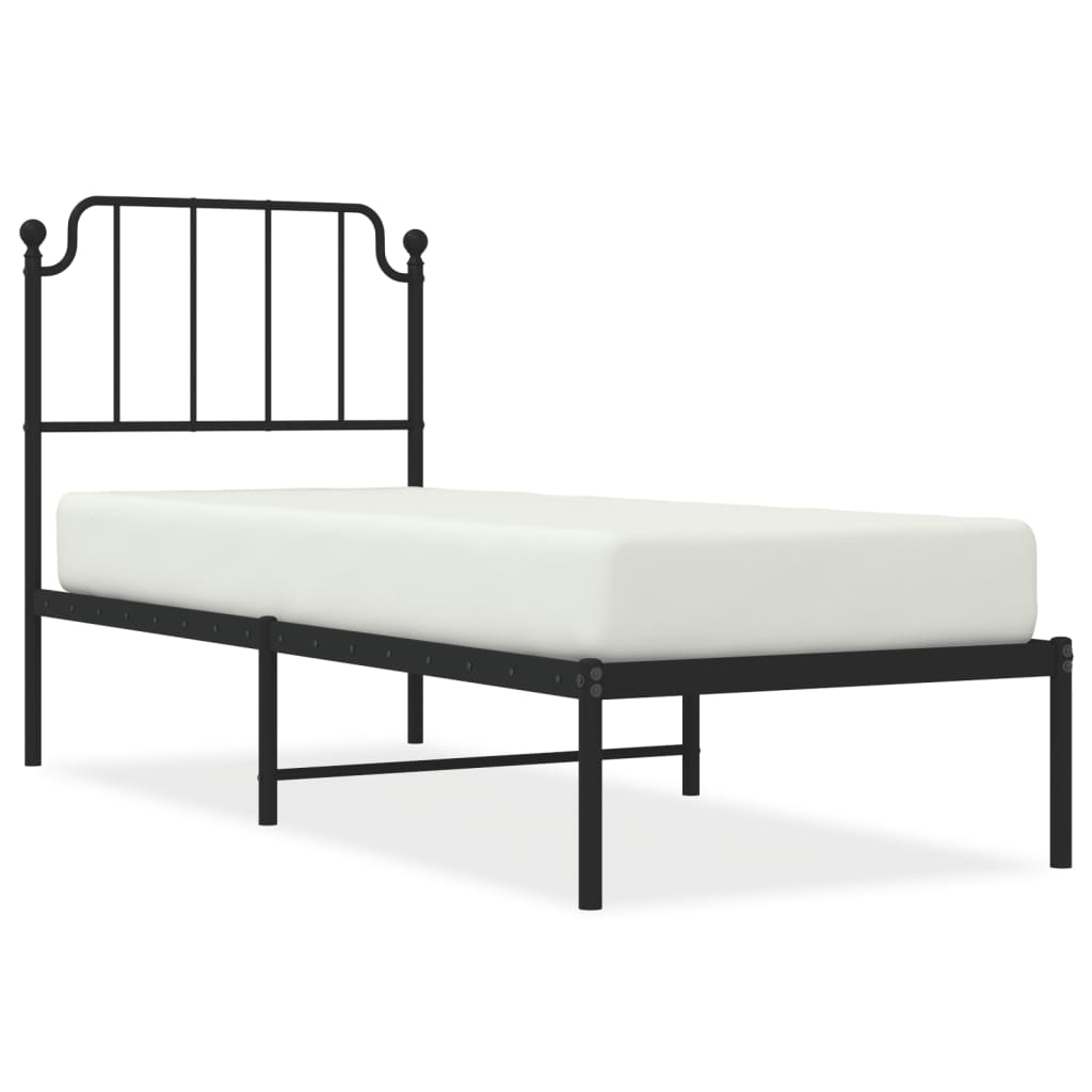 Bed frame with headboard metal black 80x200 cm