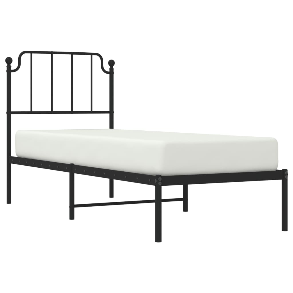 Bed frame with headboard metal black 80x200 cm