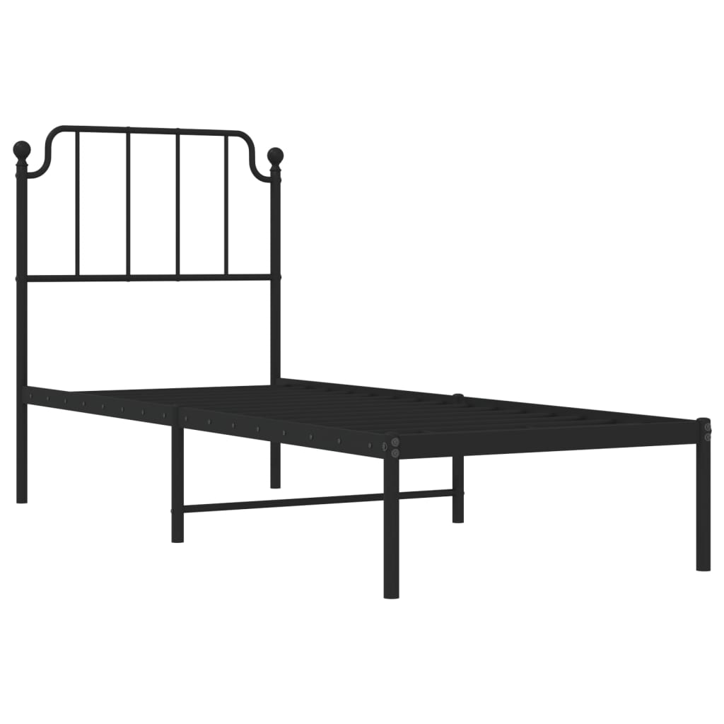 Bed frame with headboard metal black 80x200 cm