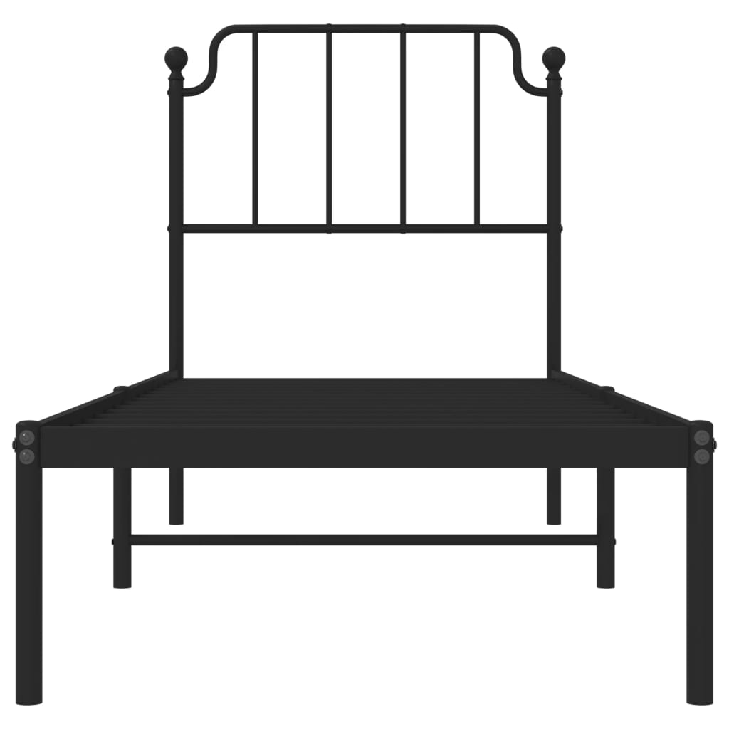 Bed frame with headboard metal black 80x200 cm