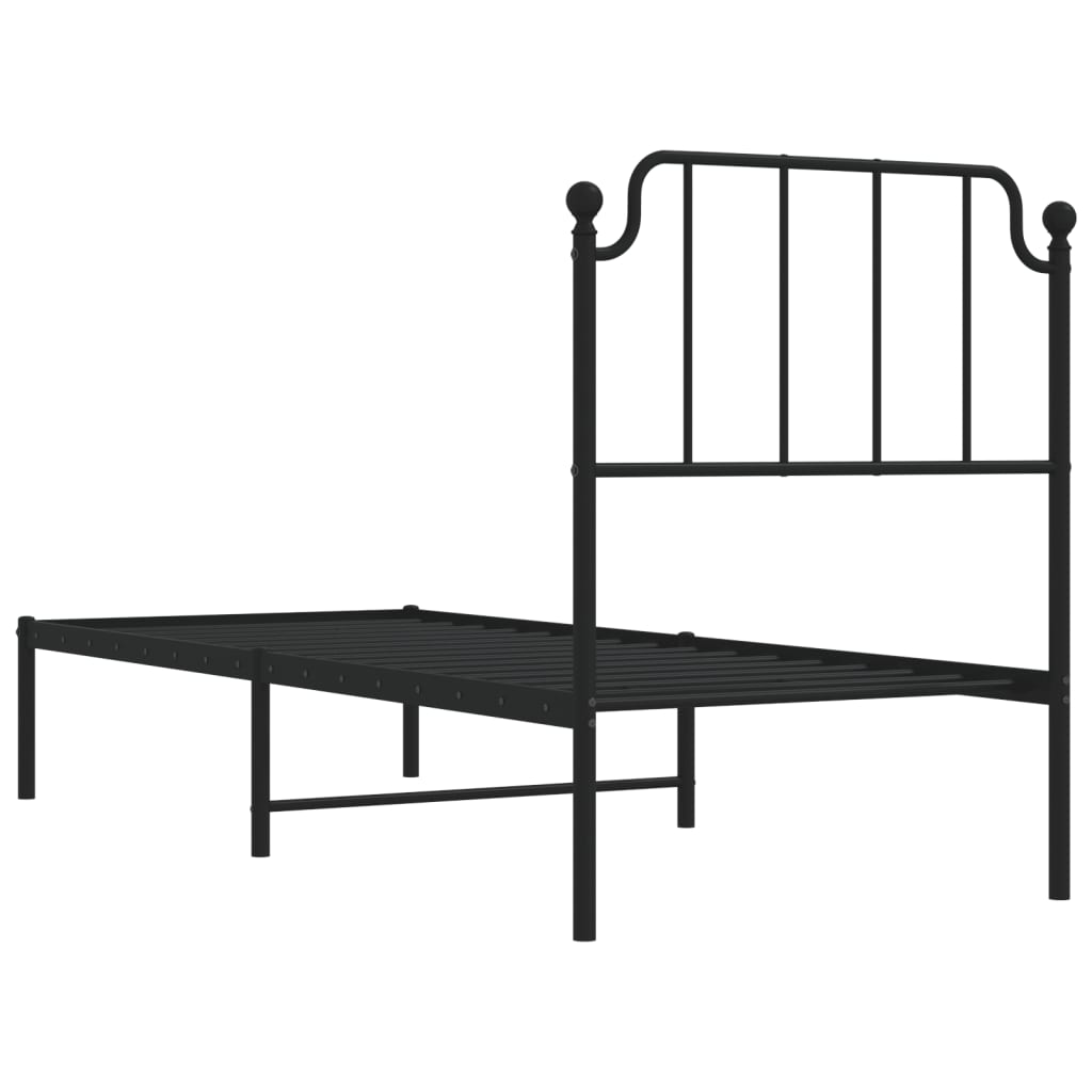 Bed frame with headboard metal black 80x200 cm