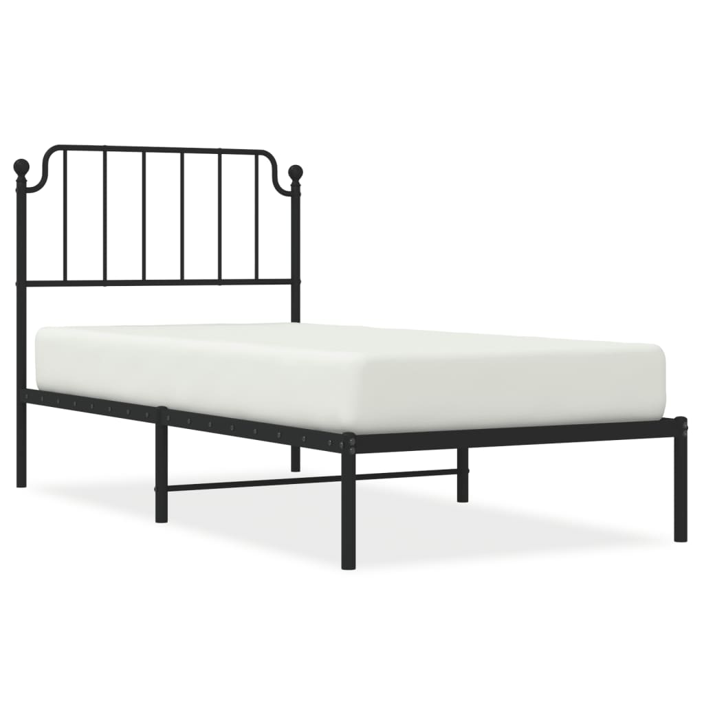 Bed frame with headboard metal black 90x190 cm