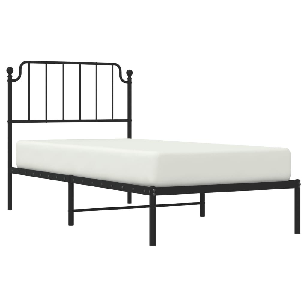 Bed frame with headboard metal black 90x190 cm