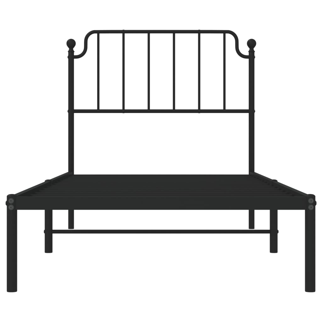 Bed frame with headboard metal black 90x190 cm