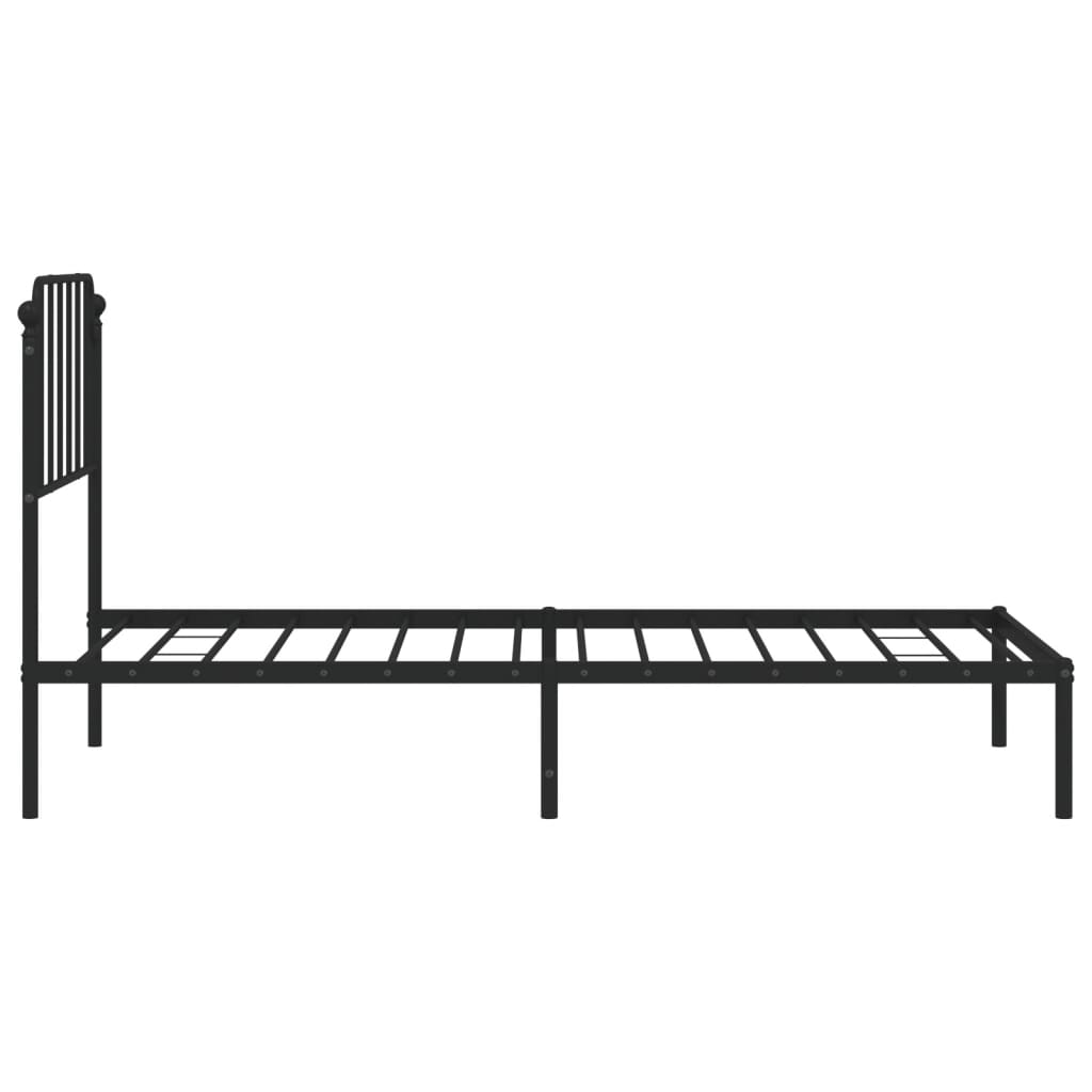 Bed frame with headboard metal black 90x190 cm