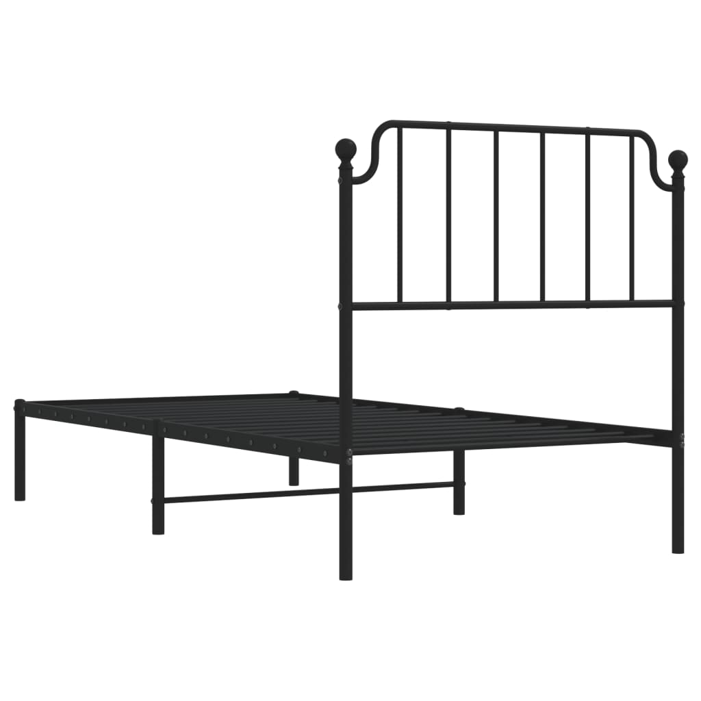 Bed frame with headboard metal black 90x190 cm