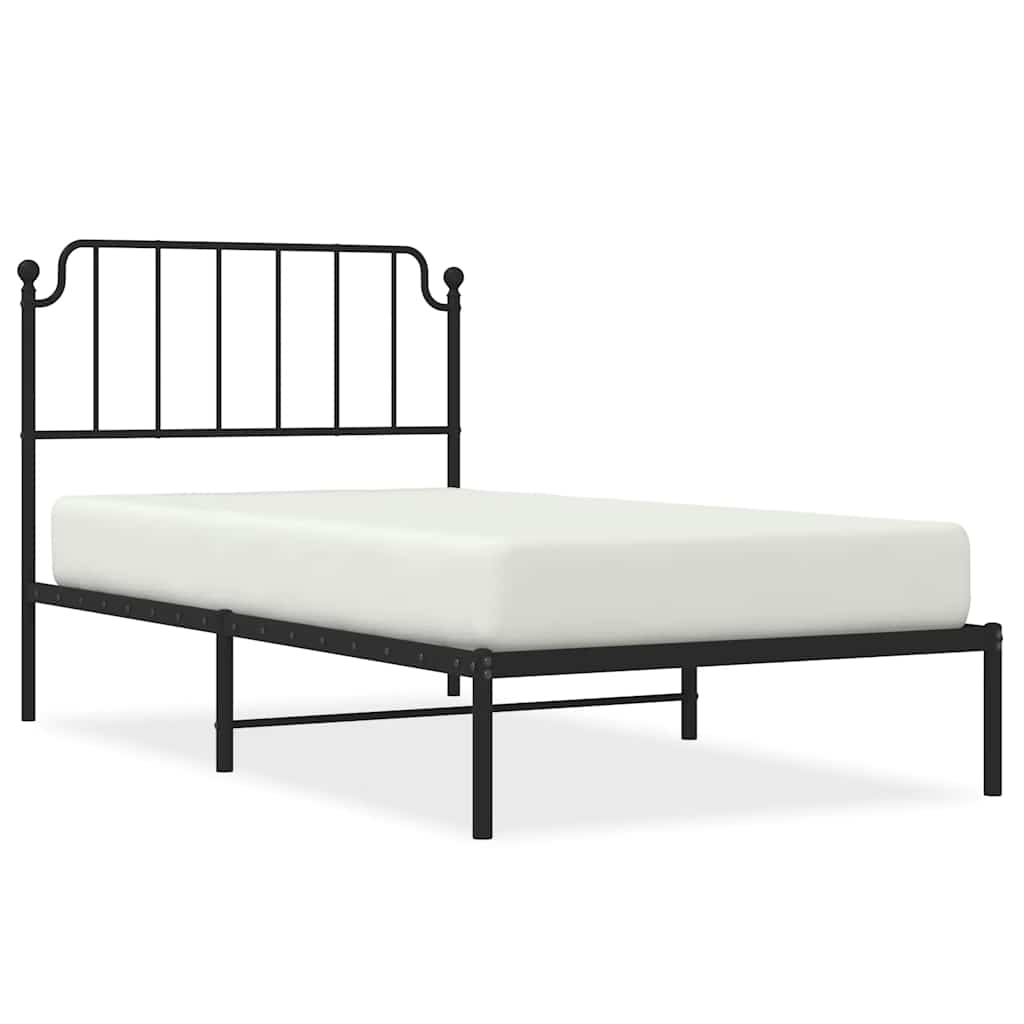 Bed frame with headboard metal black 100x190 cm