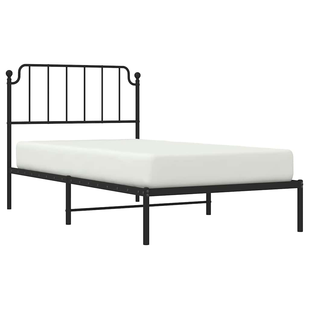 Bed frame with headboard metal black 100x190 cm