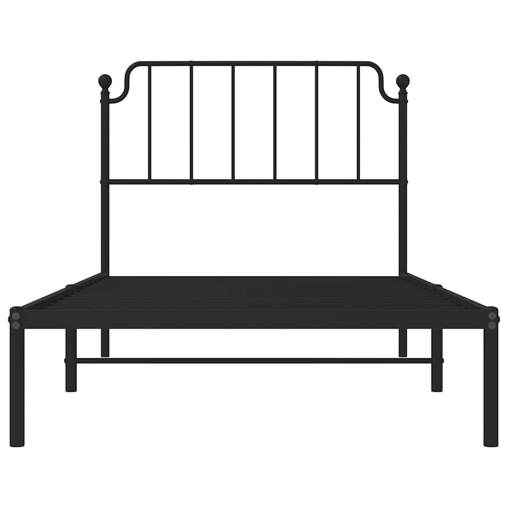 Bed frame with headboard metal black 100x190 cm