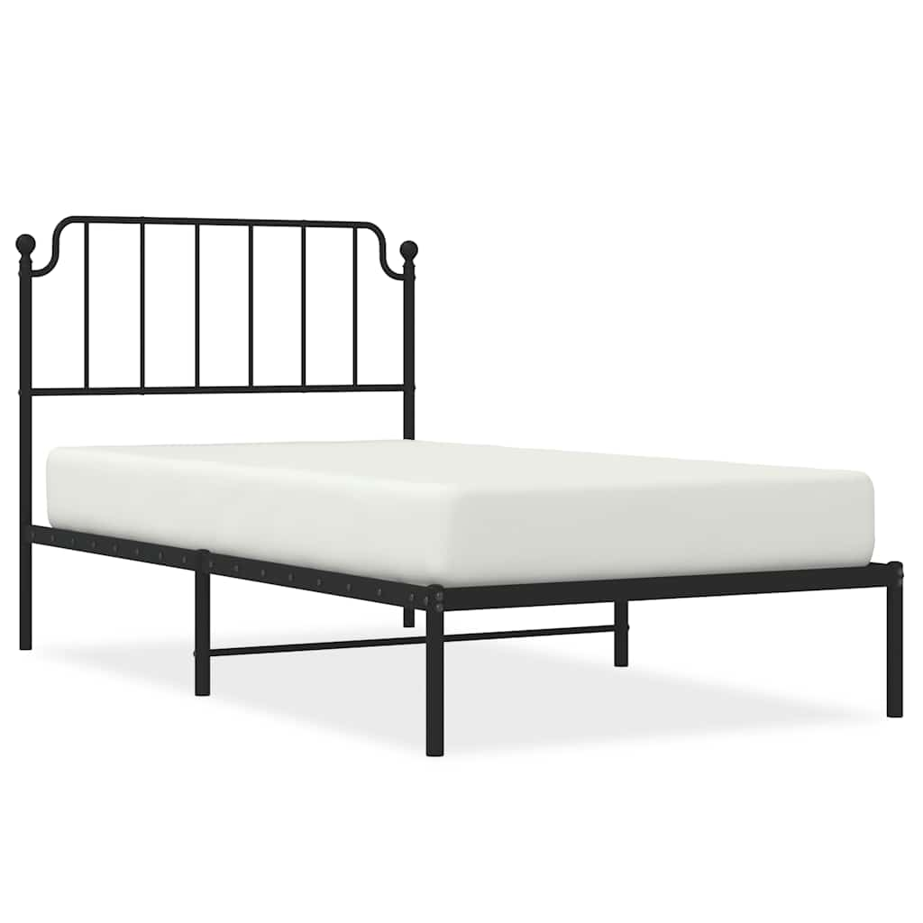 Bed frame with headboard metal black 100x200 cm