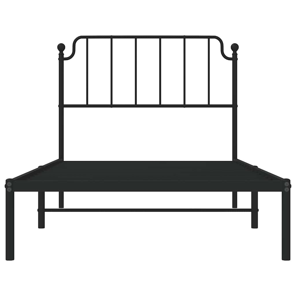 Bed frame with headboard metal black 100x200 cm