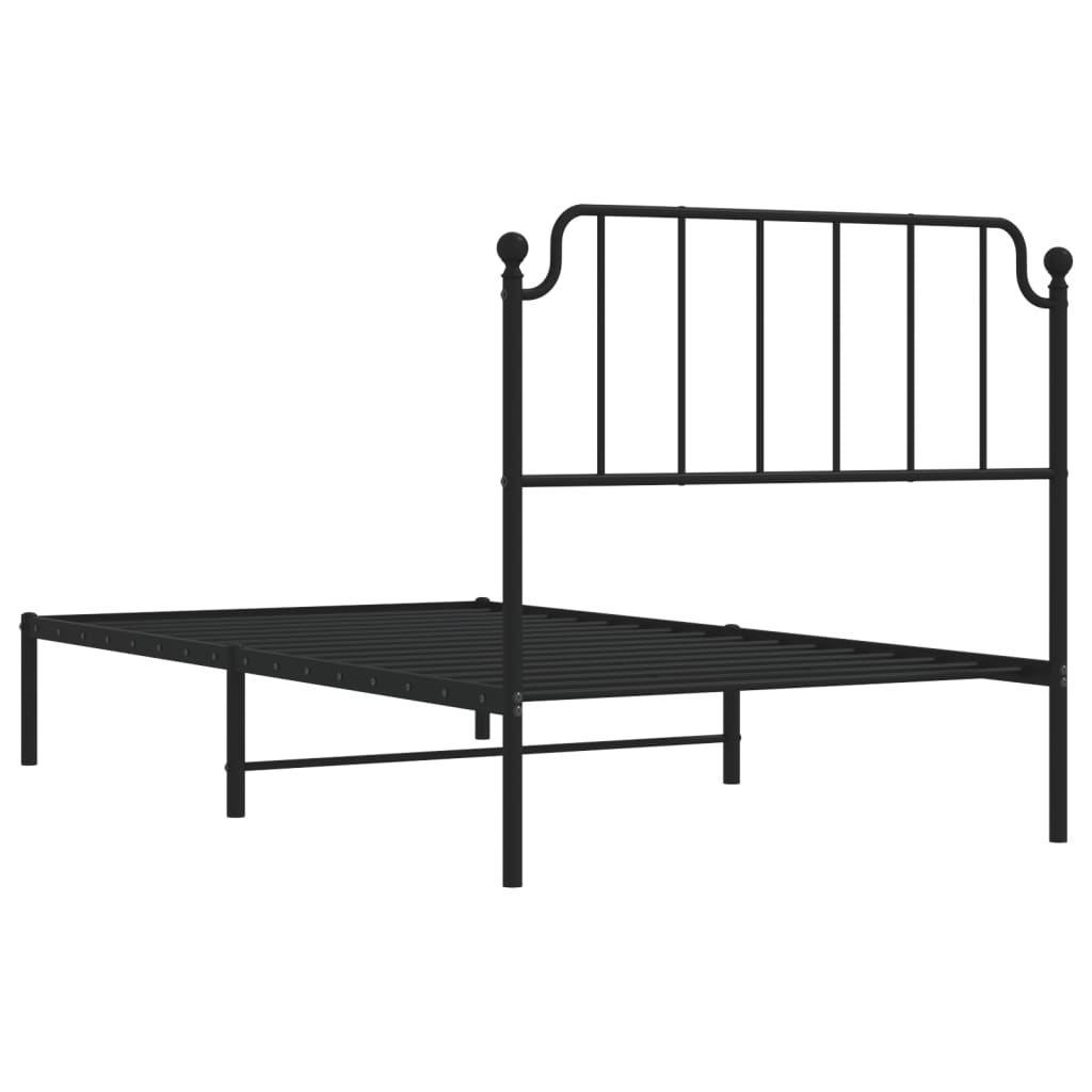 Bed frame with headboard metal black 100x200 cm