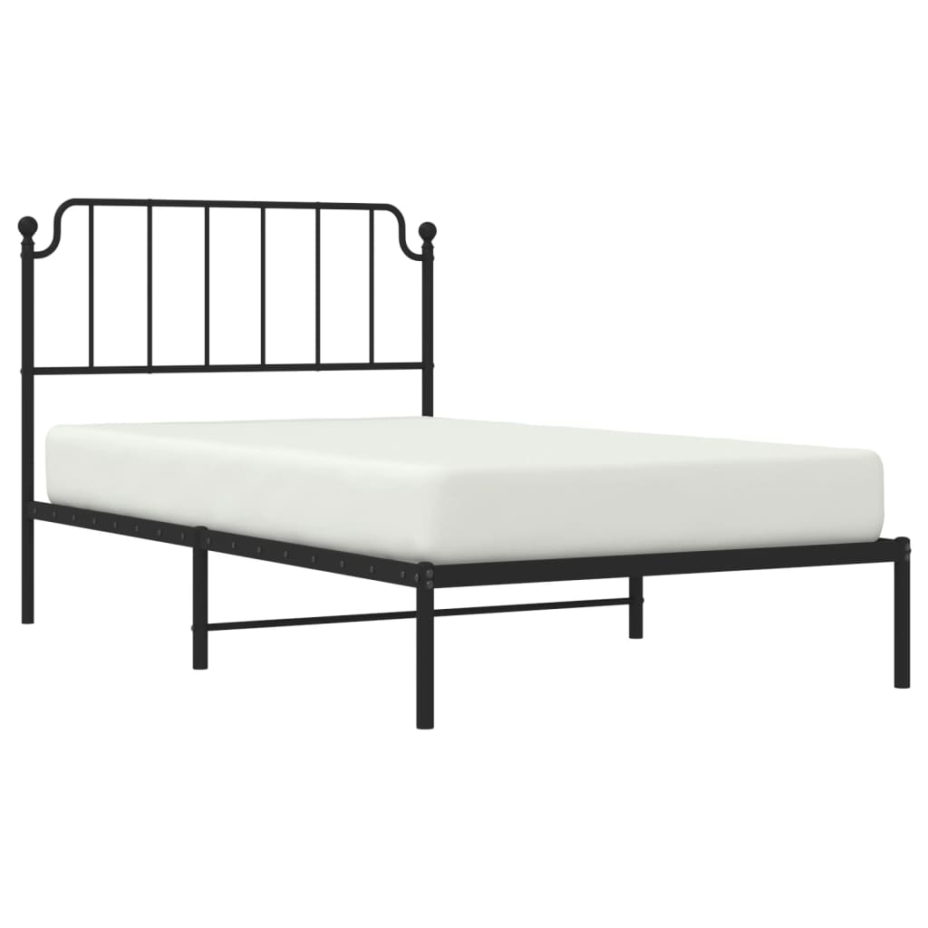 Bed frame with headboard metal black 107x203 cm