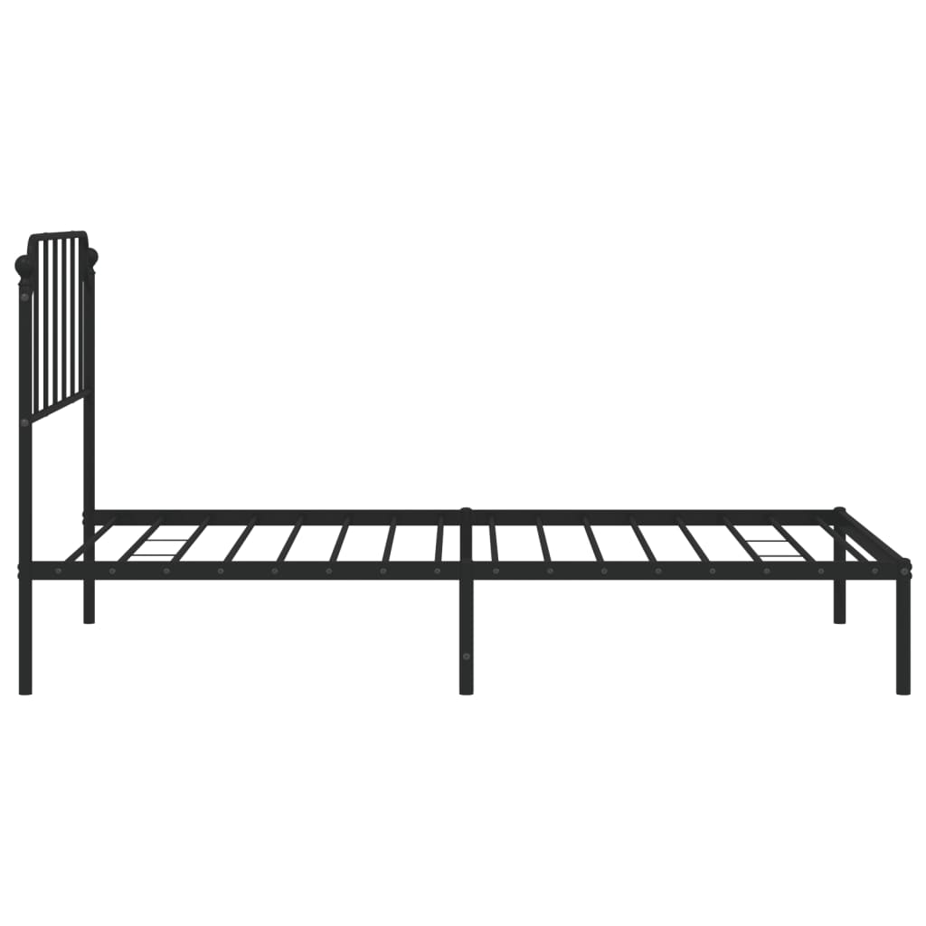 Bed frame with headboard metal black 107x203 cm