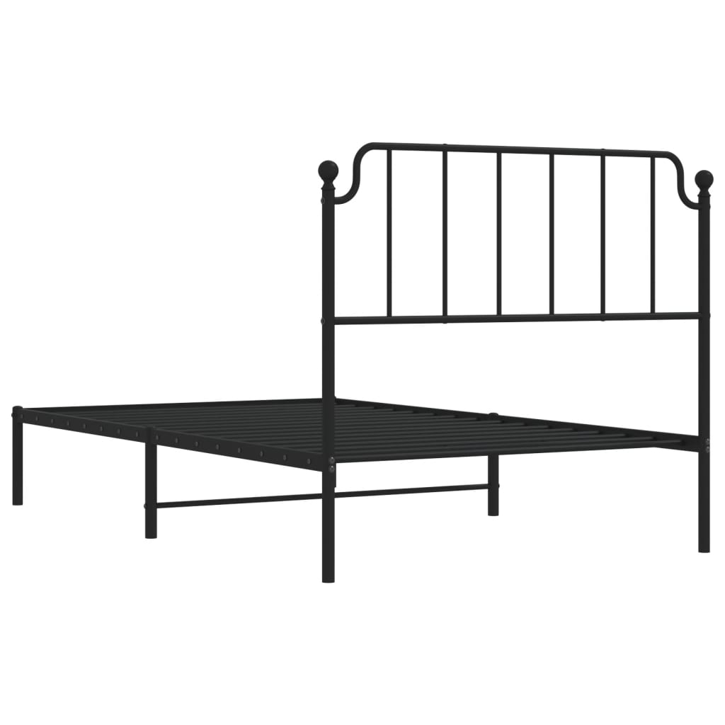 Bed frame with headboard metal black 107x203 cm