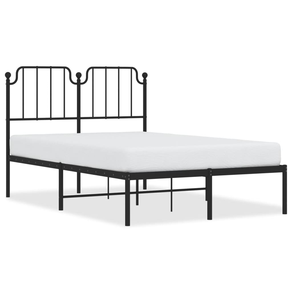 Bed frame with headboard metal black 120x190 cm