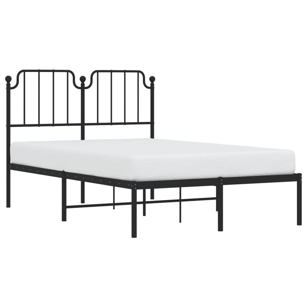 Bed frame with headboard metal black 120x200 cm