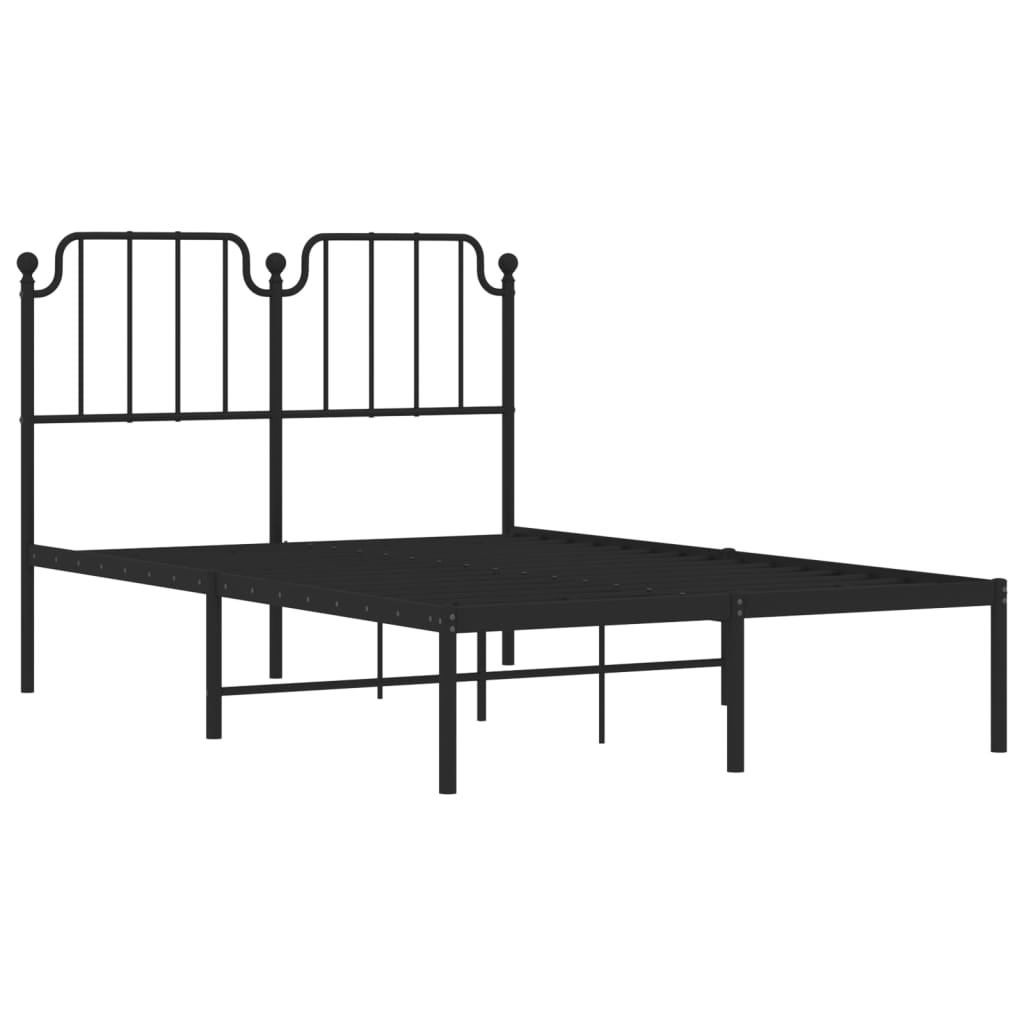 Bed frame with headboard metal black 120x200 cm