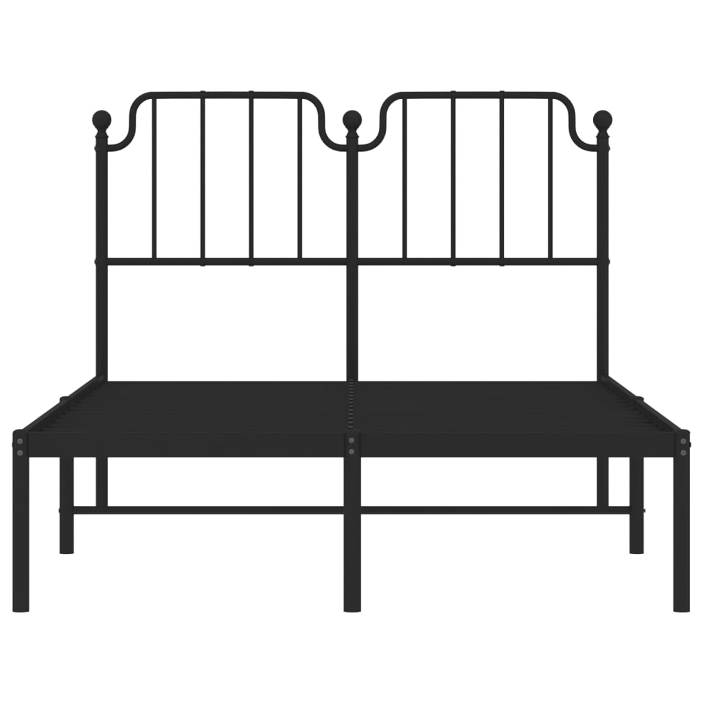 Bed frame with headboard metal black 120x200 cm