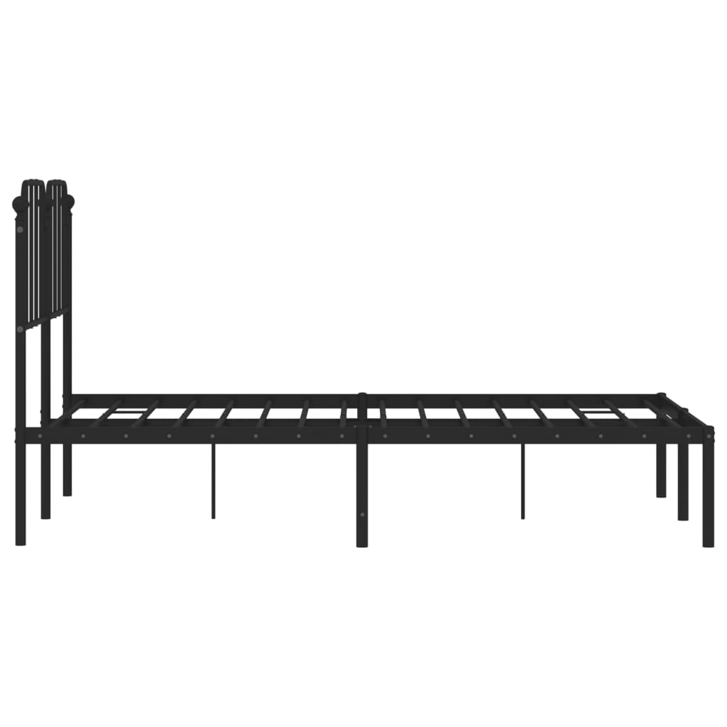 Bed frame with headboard metal black 120x200 cm