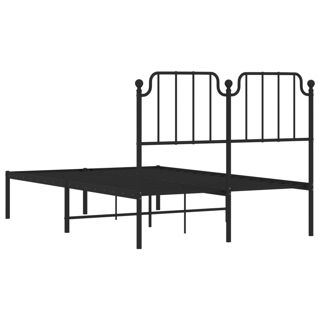 Bed frame with headboard metal black 120x200 cm