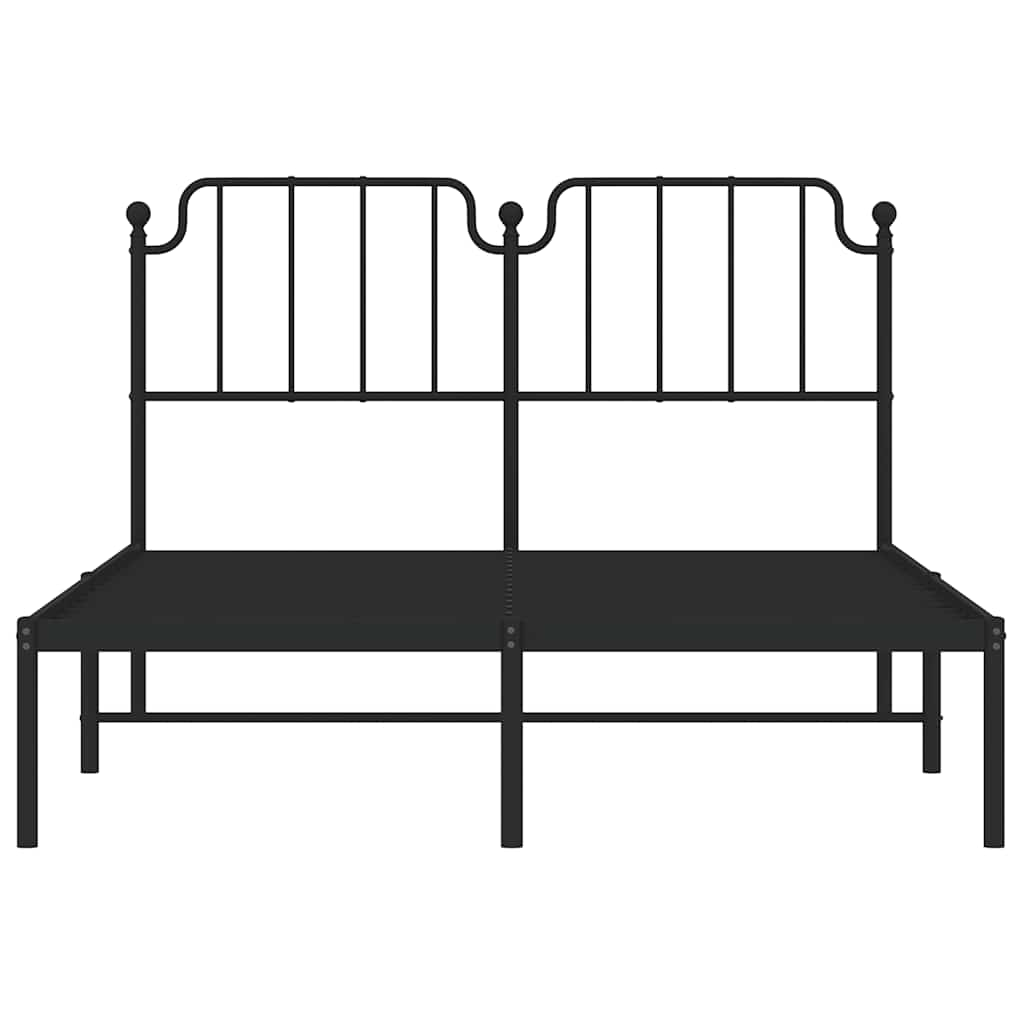 Bed frame with headboard metal black 135x190 cm