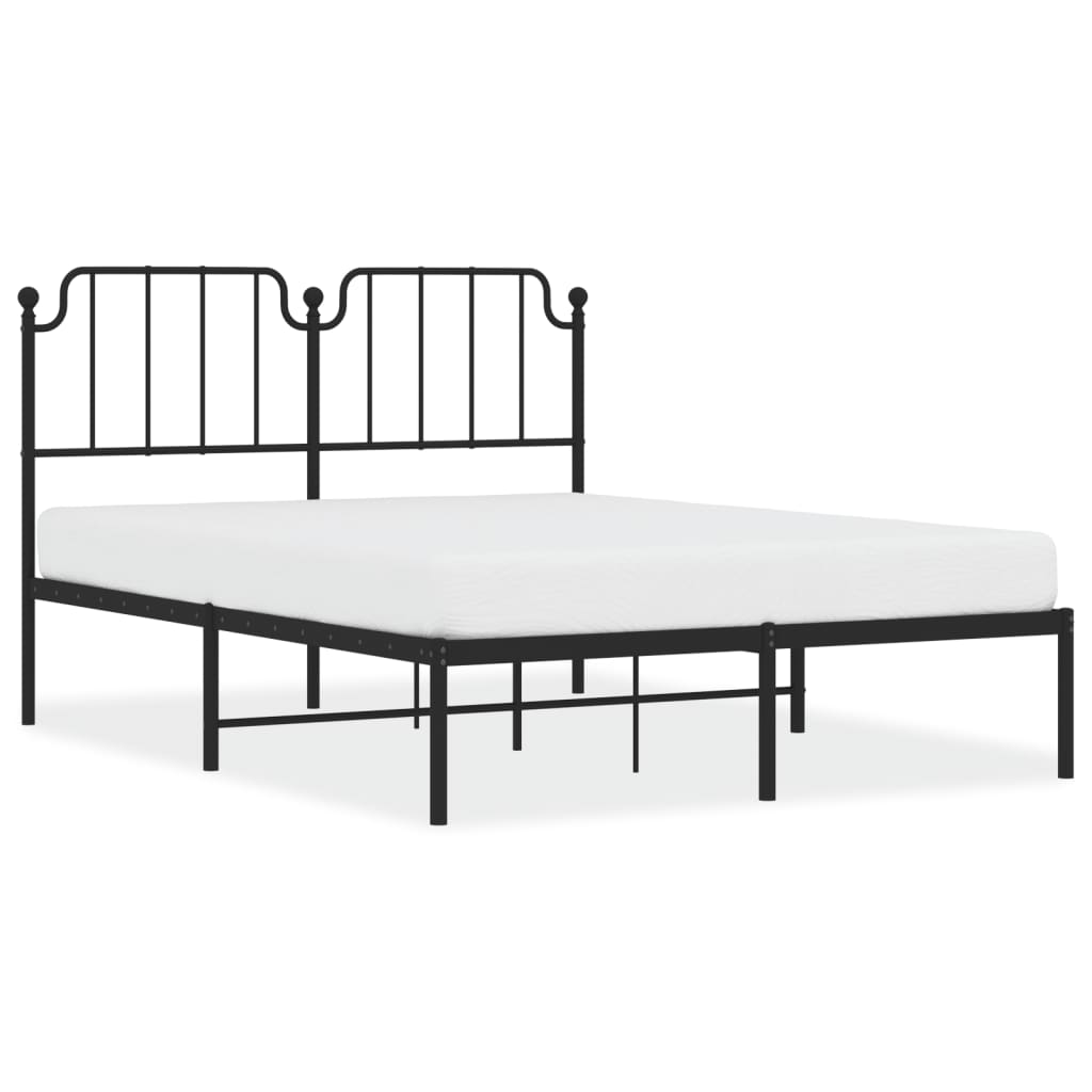 Bed frame with headboard metal black 140x200 cm