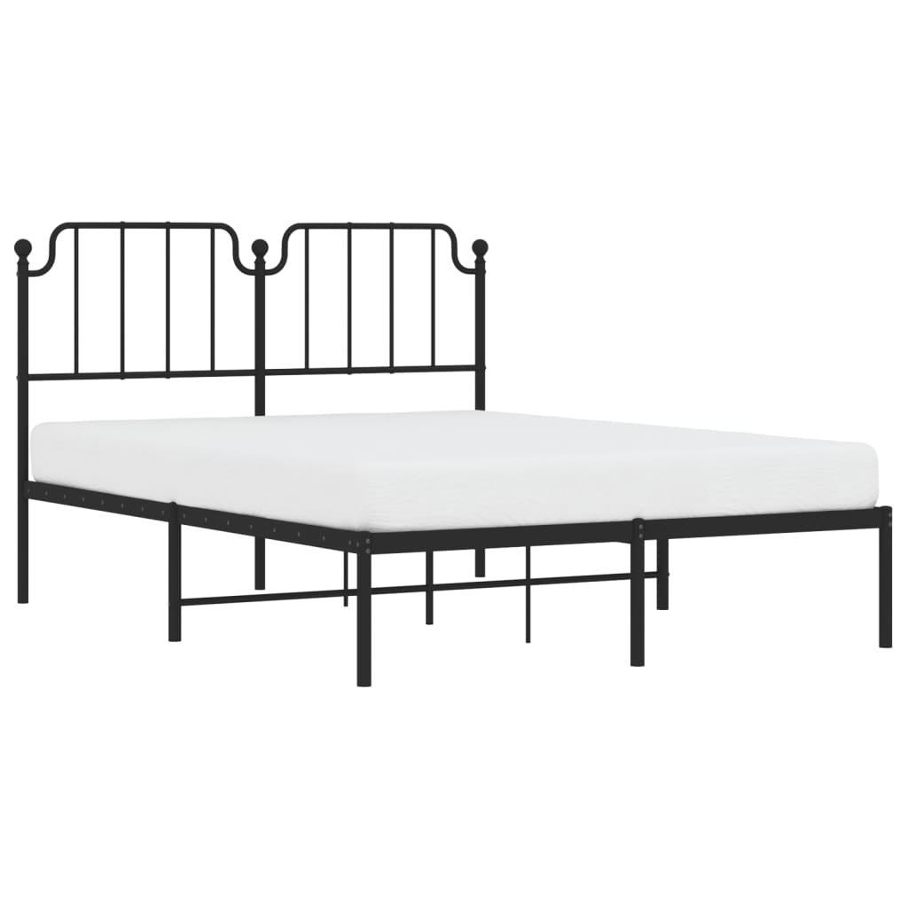 Bed frame with headboard metal black 140x200 cm