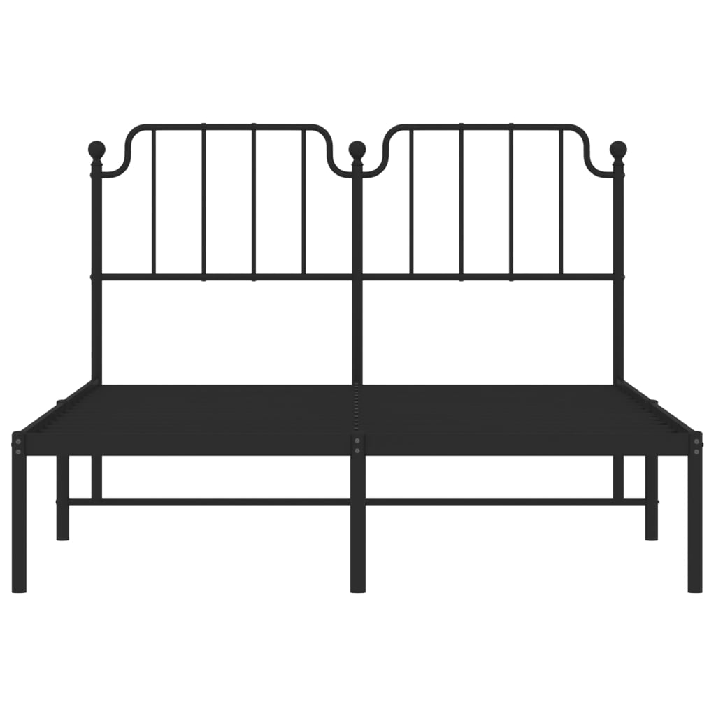 Bed frame with headboard metal black 140x200 cm