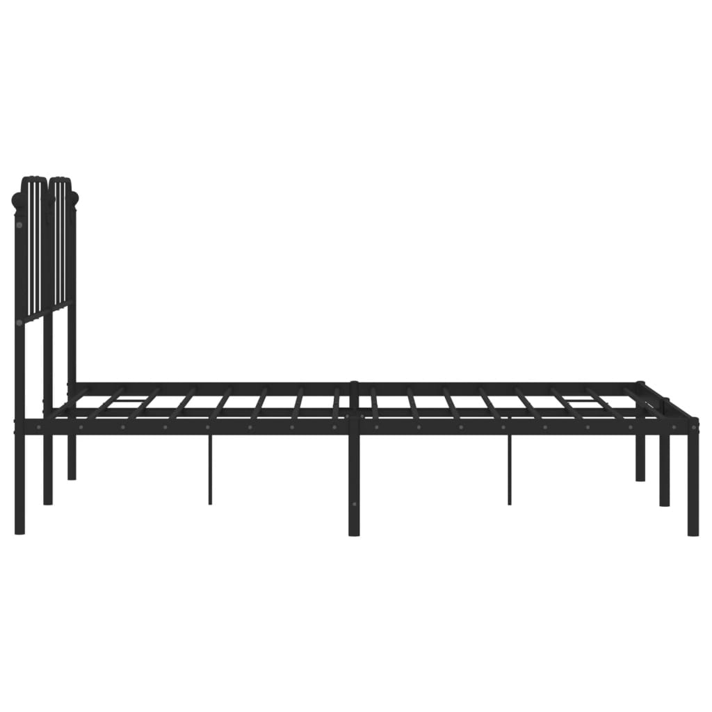 Bed frame with headboard metal black 140x200 cm