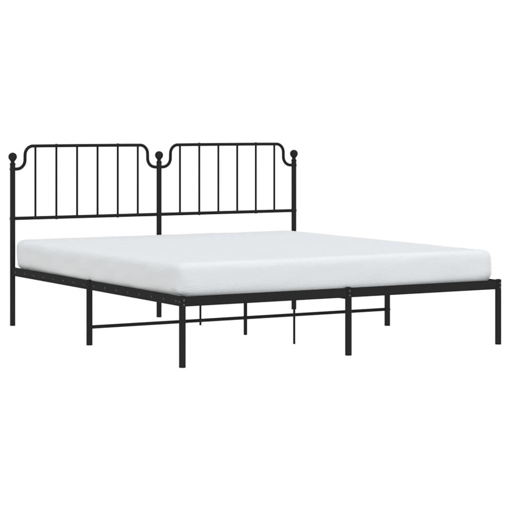 Bed frame with headboard metal black 180x200 cm