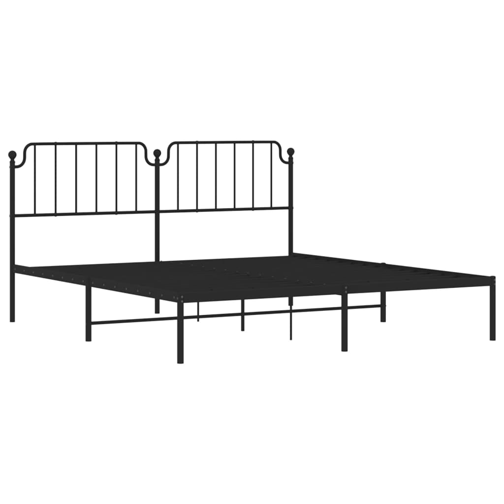 Bed frame with headboard metal black 180x200 cm