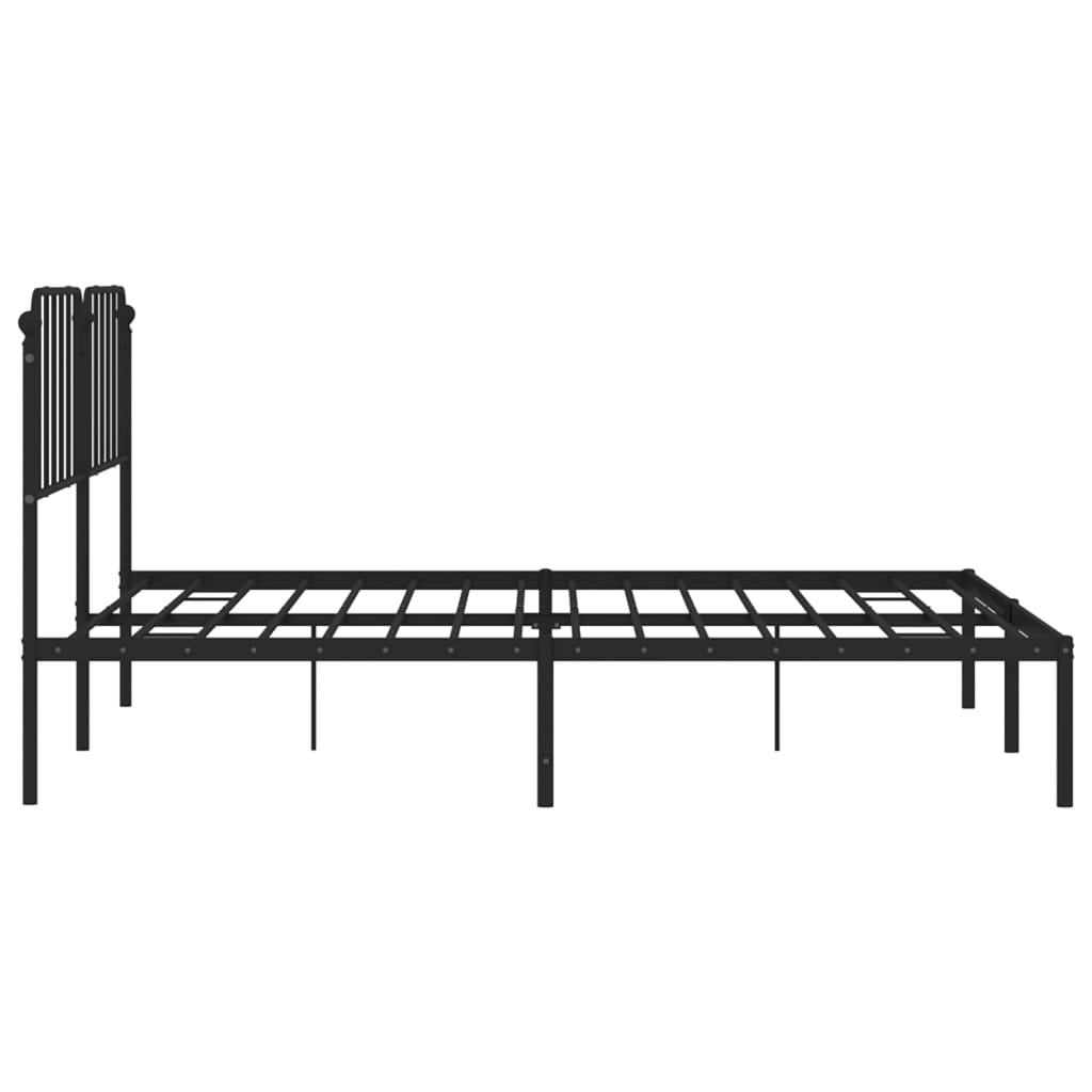 Bed frame with headboard metal black 180x200 cm