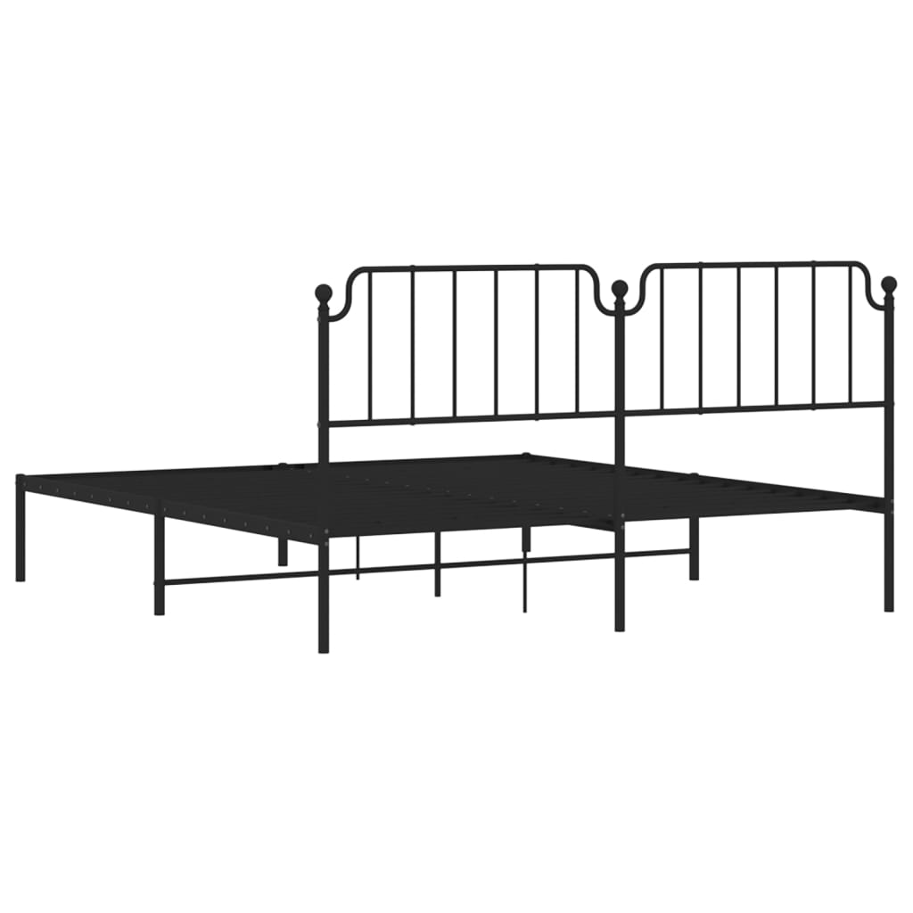 Bed frame with headboard metal black 180x200 cm