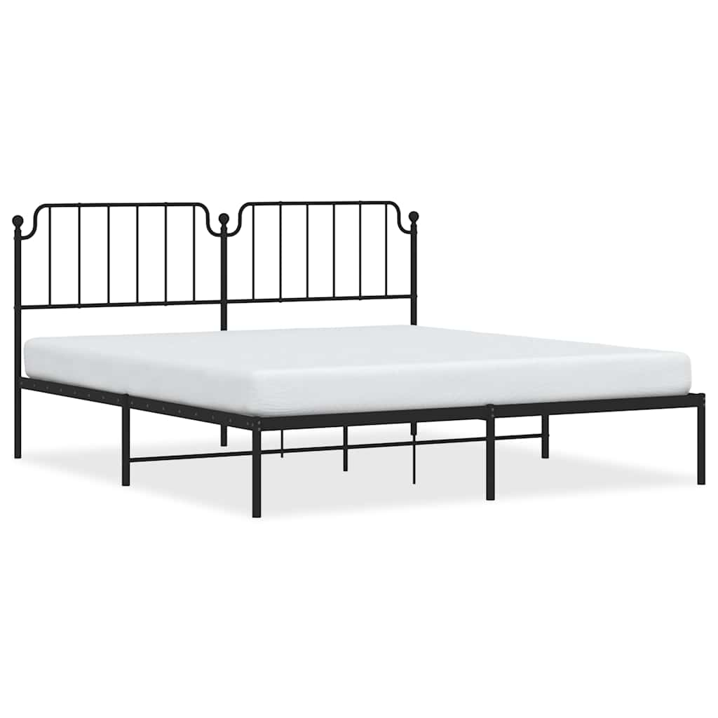 Bed frame with headboard metal black 183x213 cm