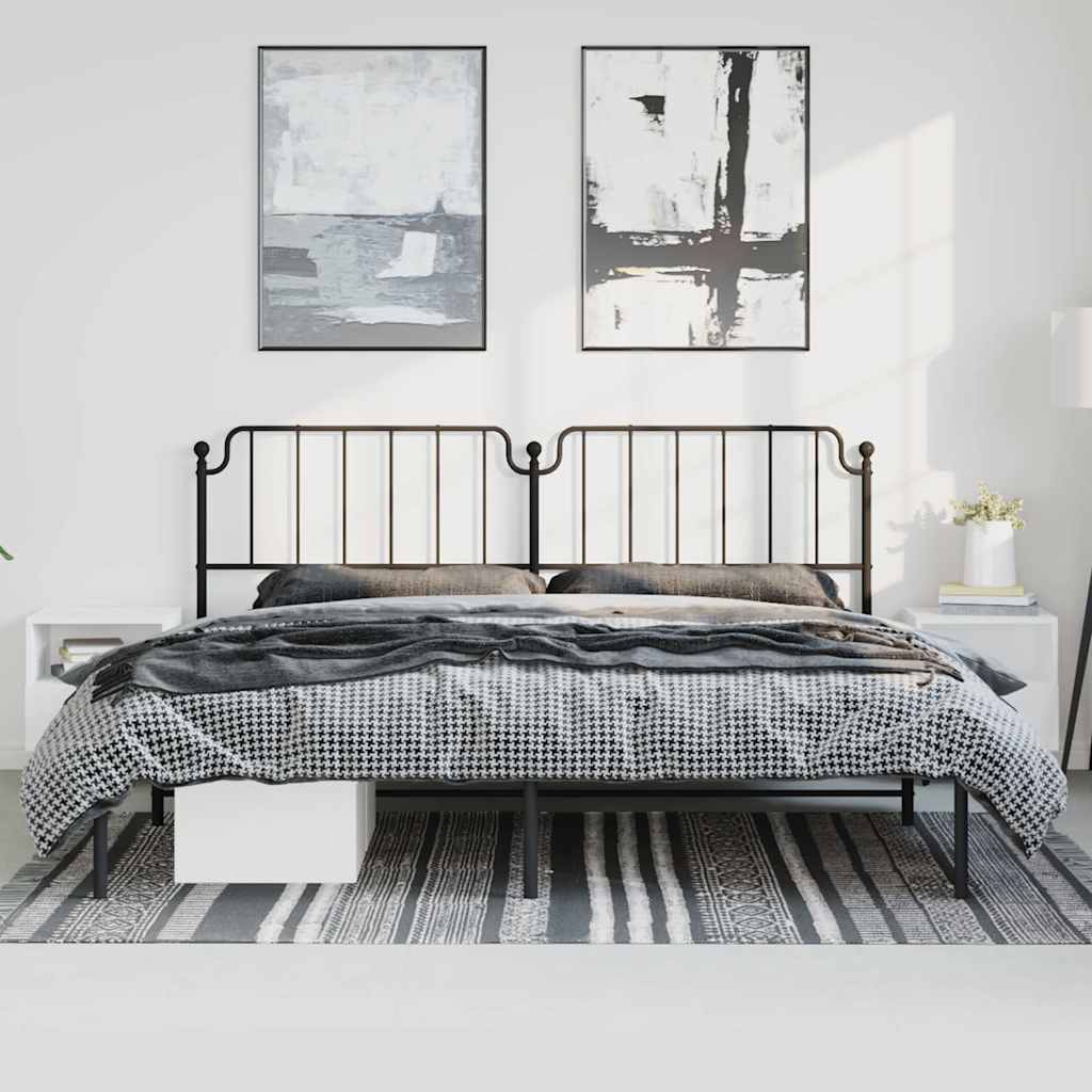 Bed frame with headboard metal black 183x213 cm