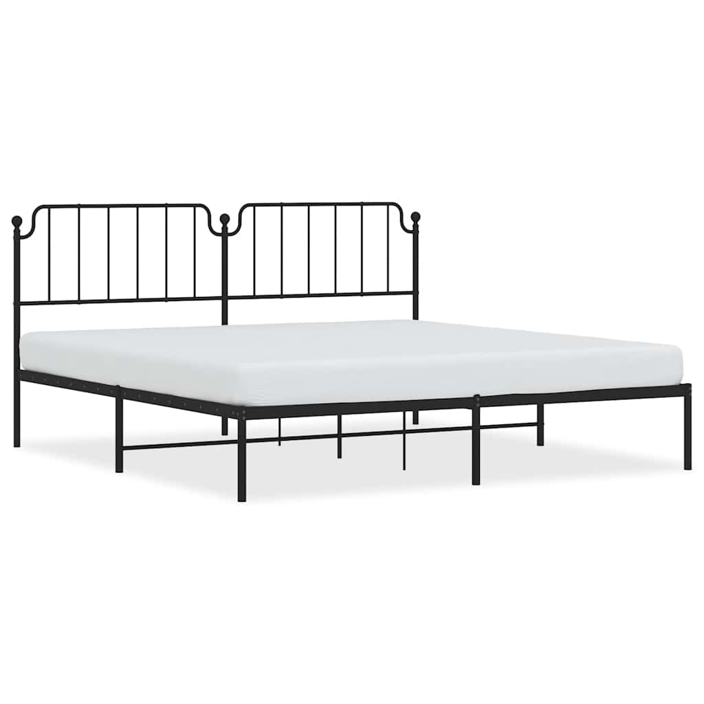 Bed frame with headboard metal black 193x203 cm