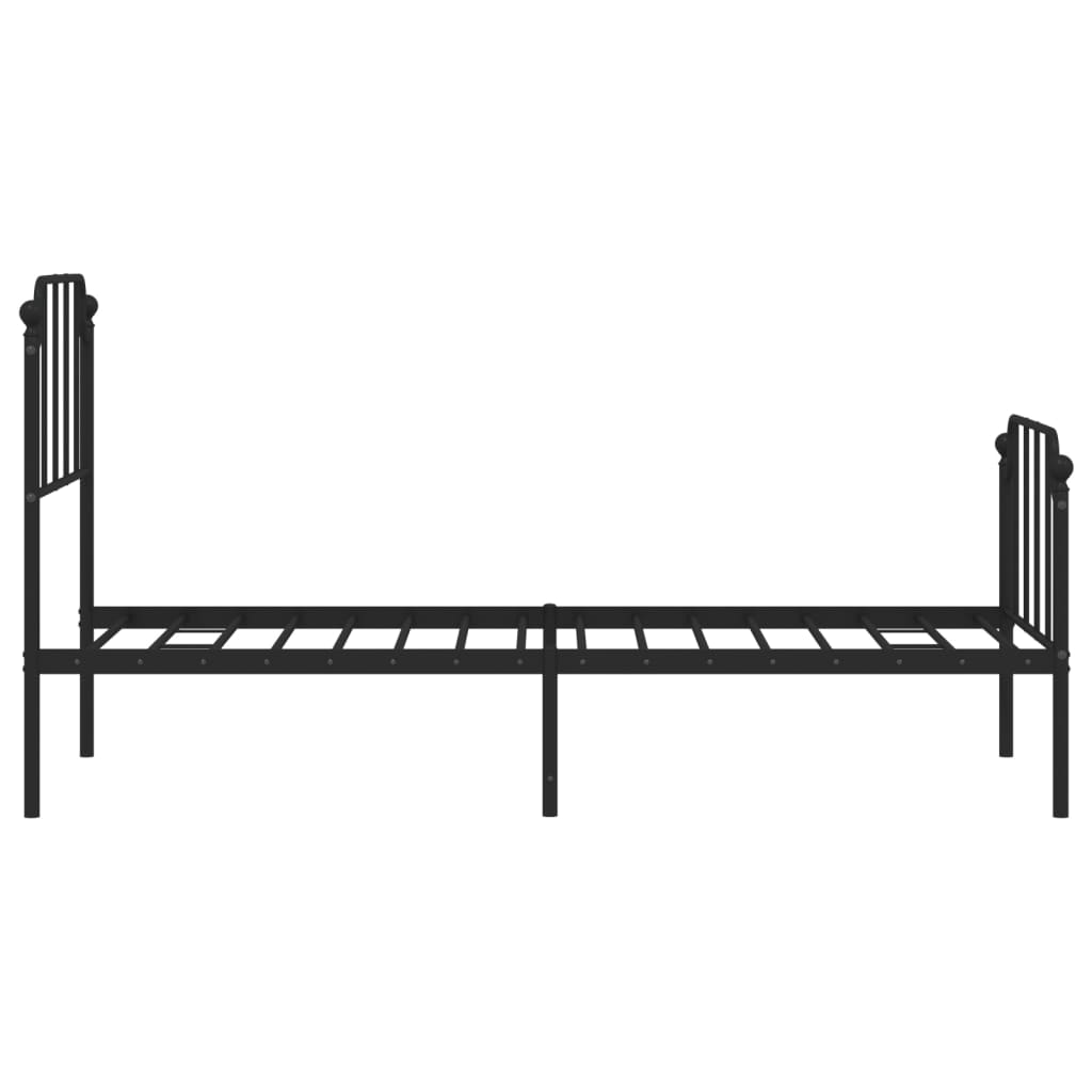 Bed frame with head and footboard metal black 75x190 cm