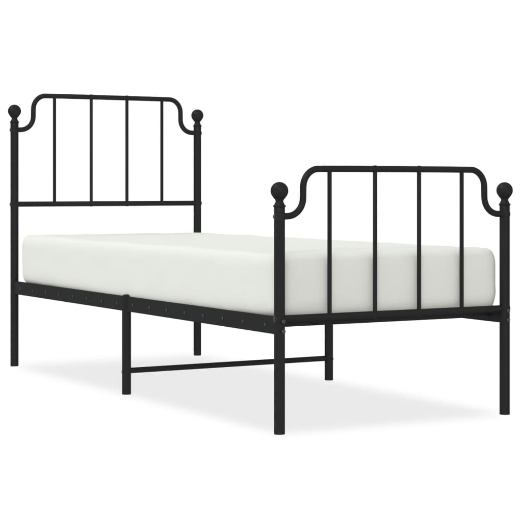 Bed frame with head and footboard metal black 80x200 cm