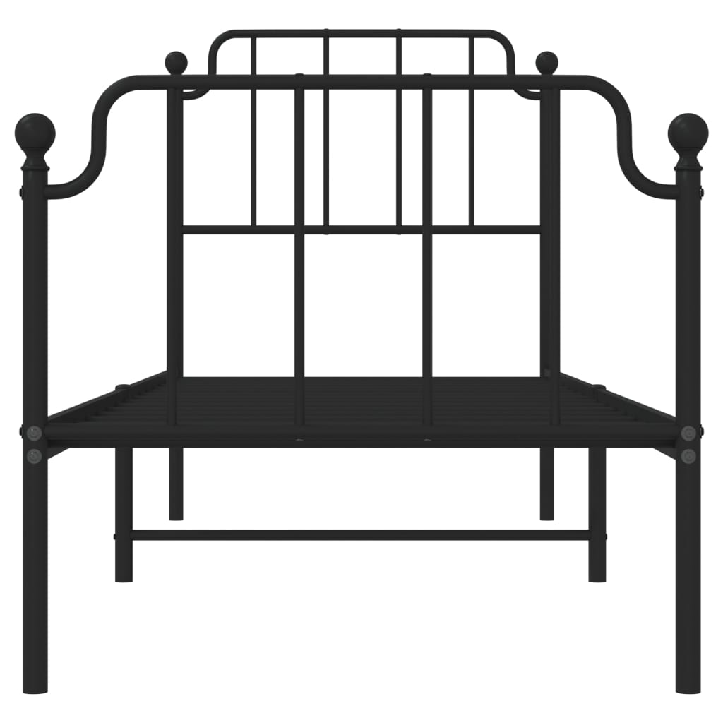 Bed frame with head and footboard metal black 80x200 cm