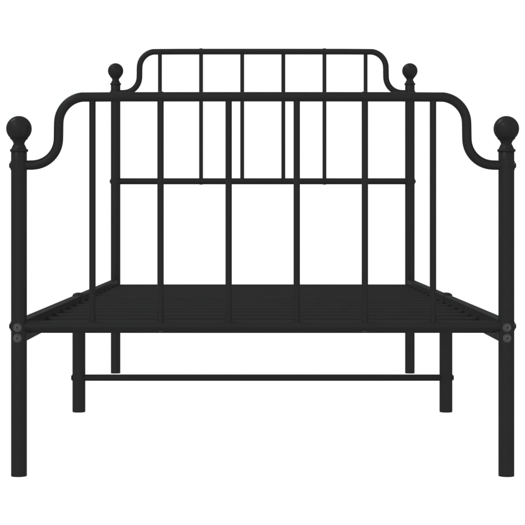 Bed frame with head and footboard metal black 90x190 cm