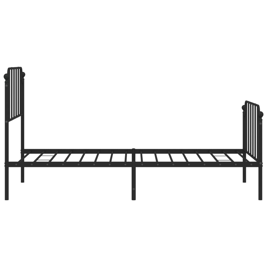 Bed frame with head and footboard metal black 90x190 cm