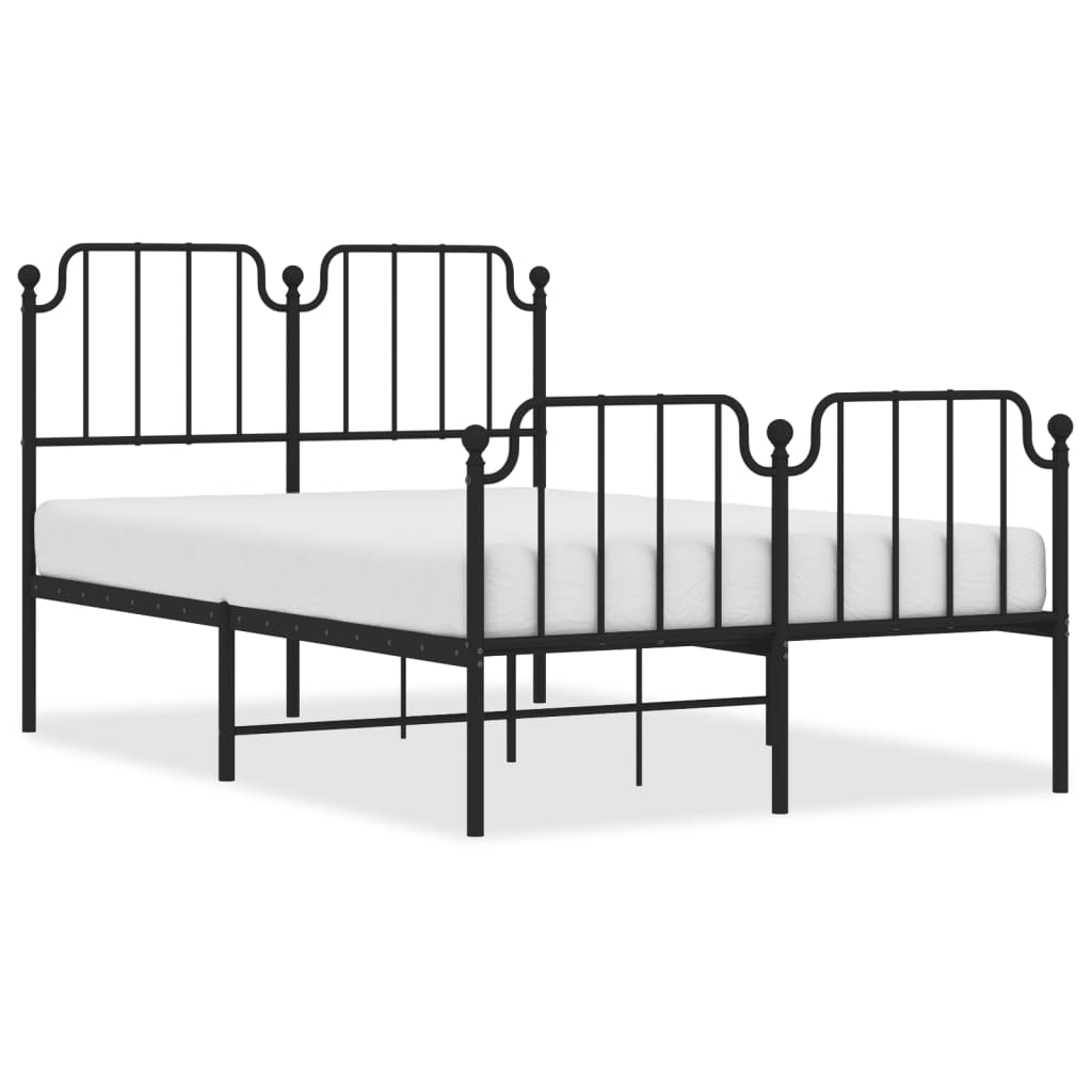 Bed frame with head and footboard metal black 120x190 cm