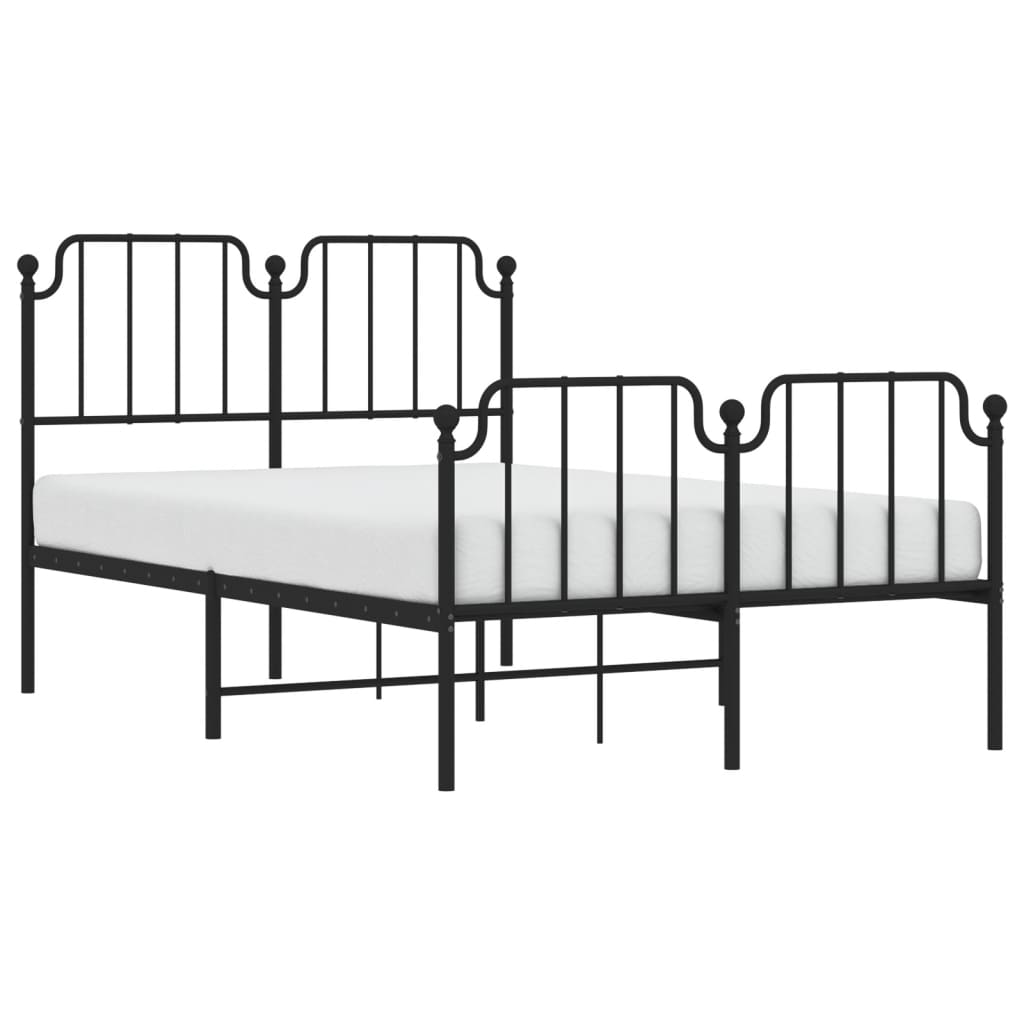 Bed frame with head and footboard metal black 120x190 cm