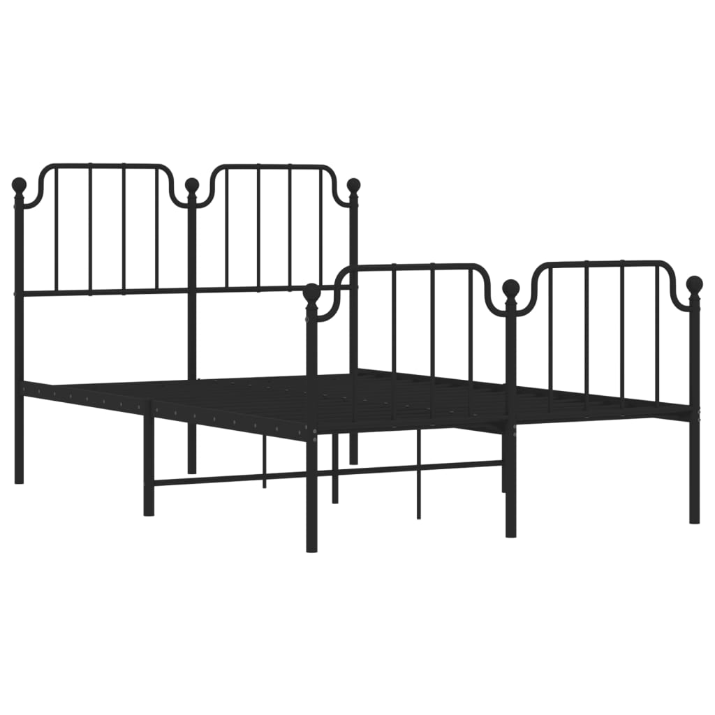 Bed frame with head and footboard metal black 120x190 cm