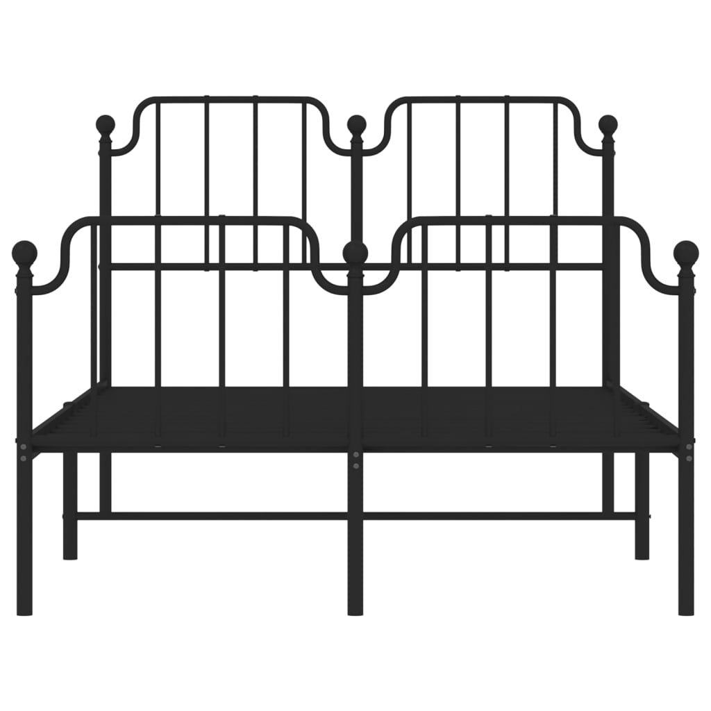 Bed frame with head and footboard metal black 120x190 cm