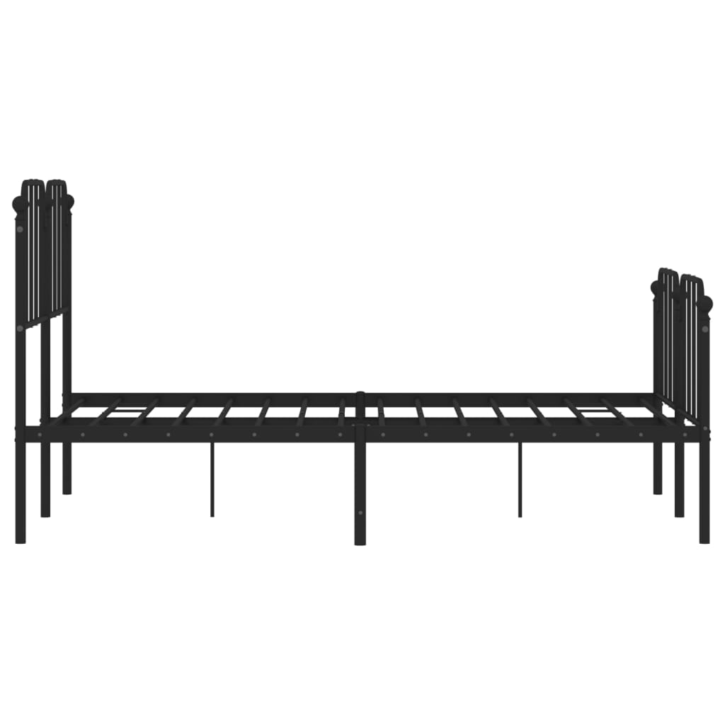 Bed frame with head and footboard metal black 120x190 cm