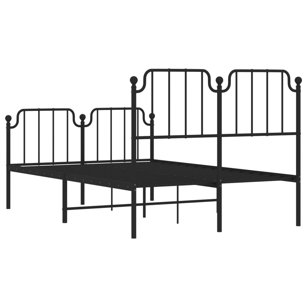 Bed frame with head and footboard metal black 120x190 cm