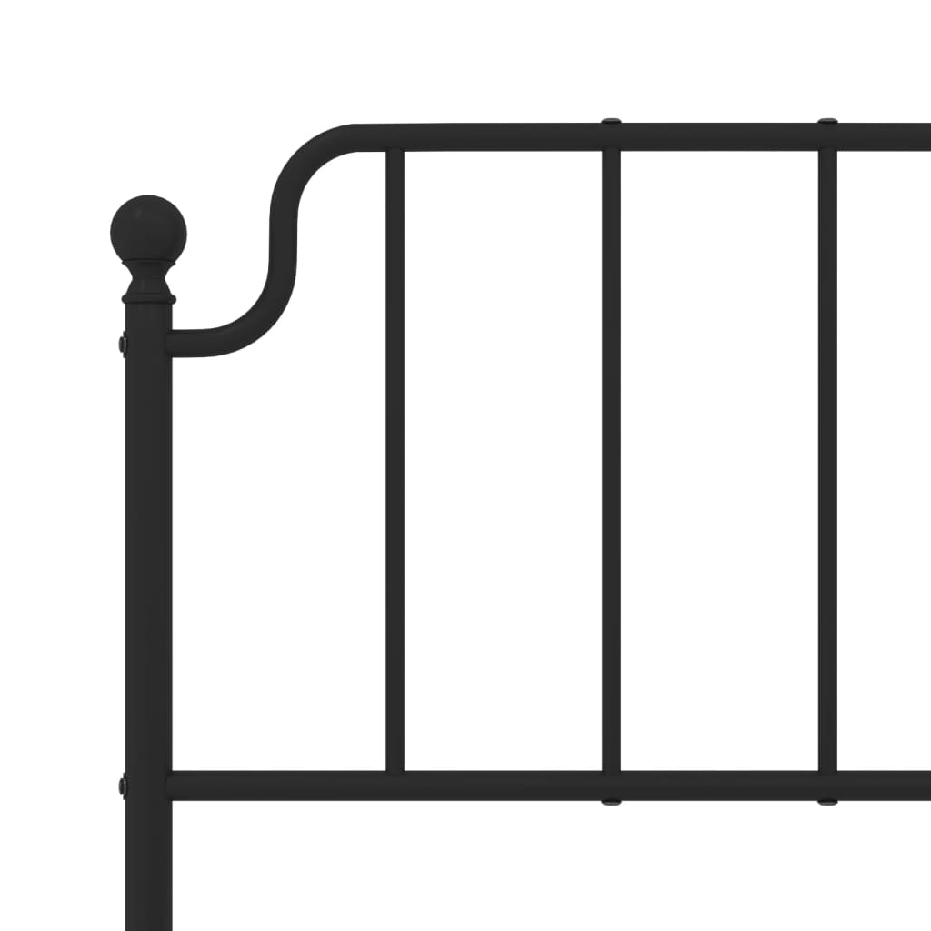 Bed frame with head and footboard metal black 120x190 cm