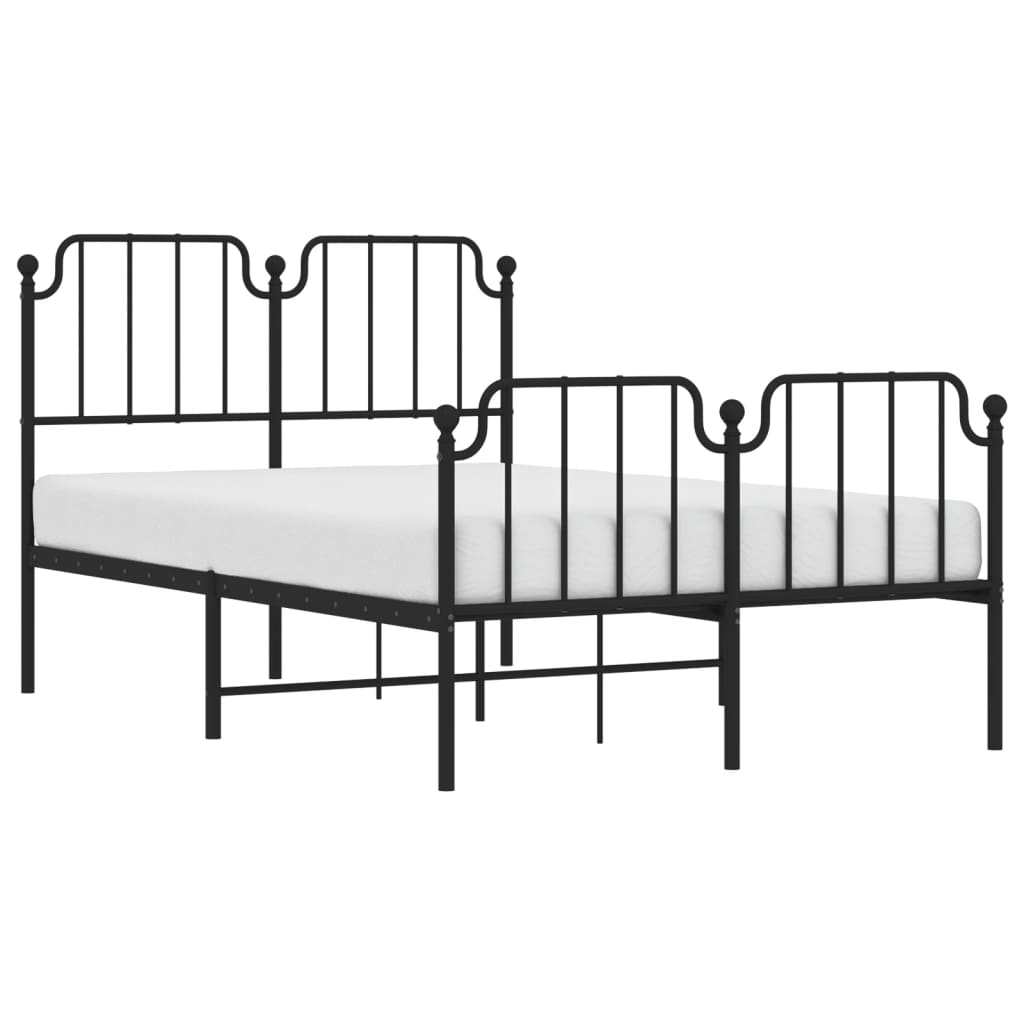 Bed frame with head and footboard metal black 120x200 cm